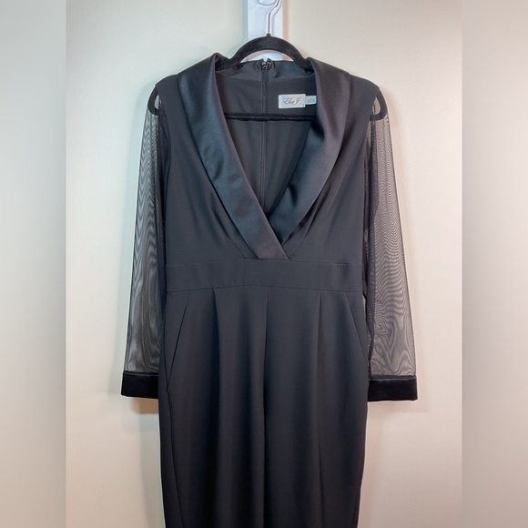 Eliza J Sheer Sleeve Black Jumpsuit (8) - Picture 5 of 13